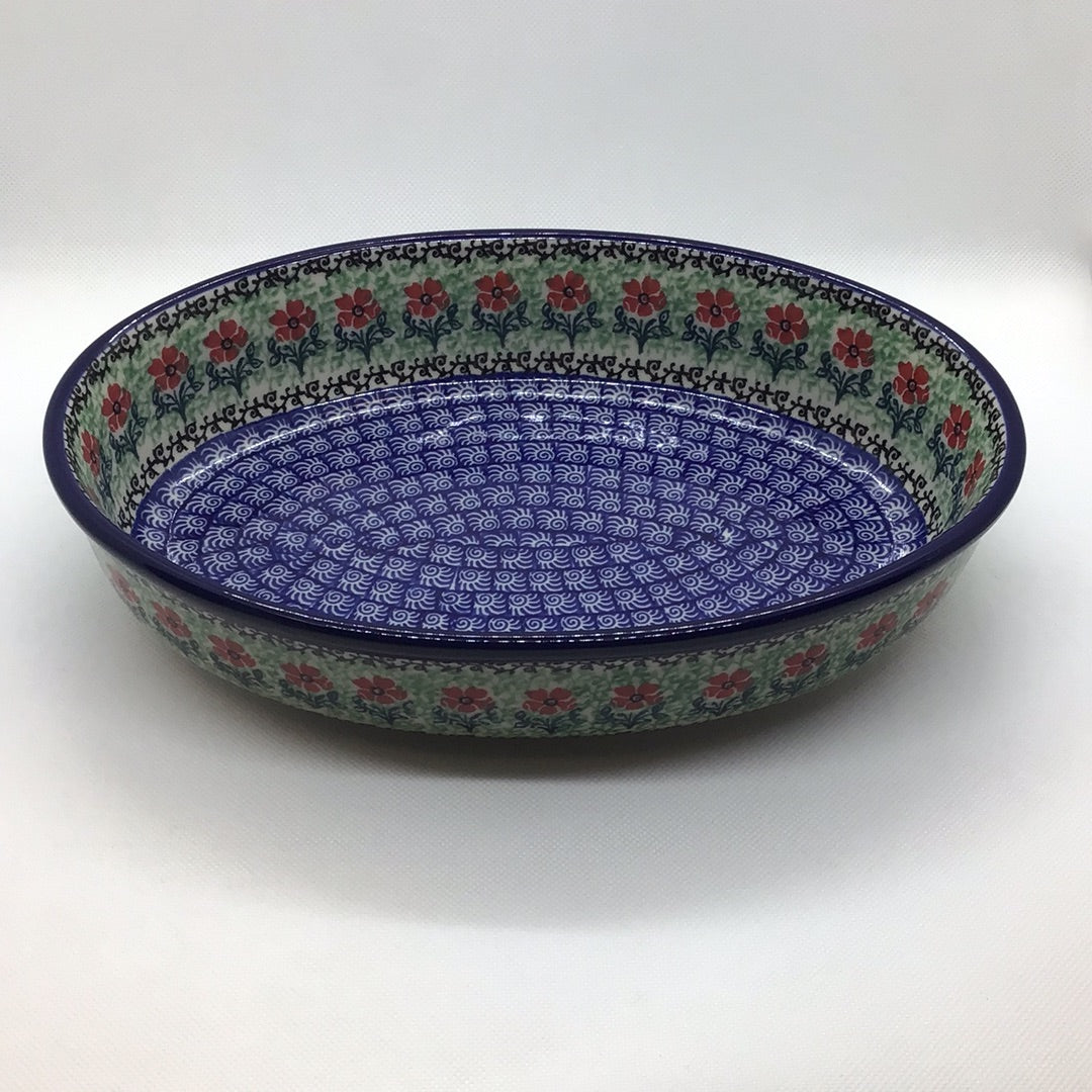 Red Daisies Oval Baker 10.5&quot;