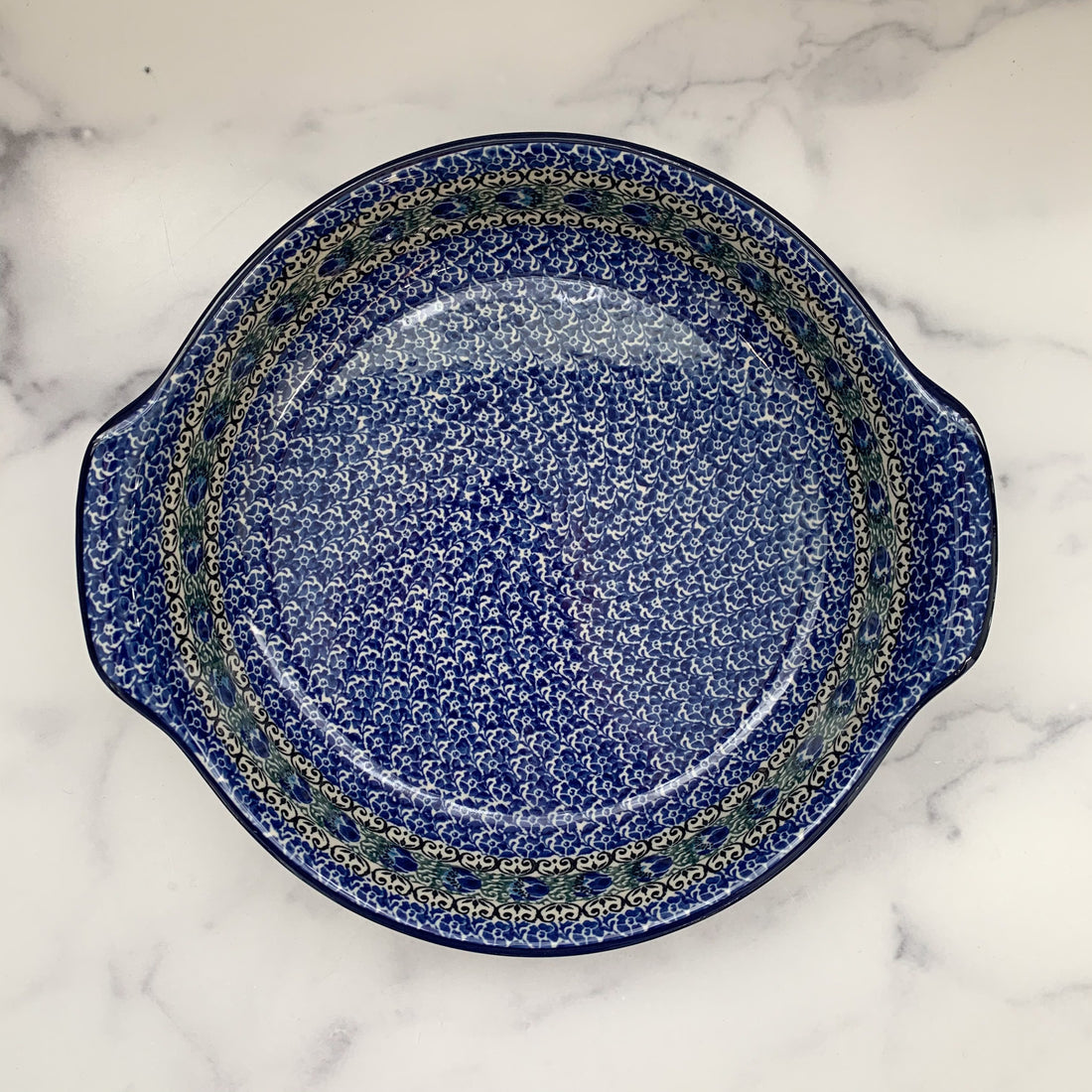 Peacock Feather Round Baker w/Grips 10&quot;