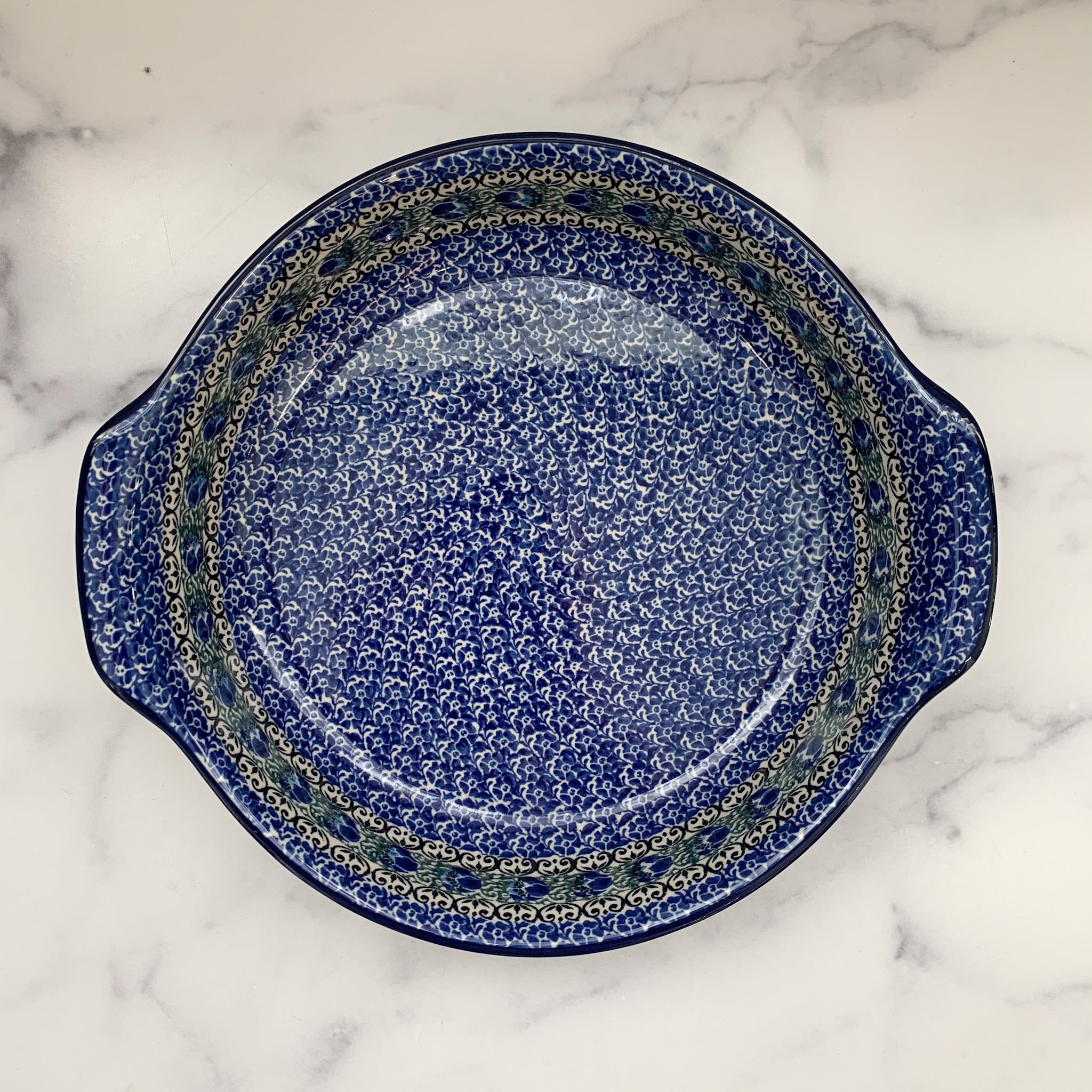 Peacock Feather Round Baker w/Grips 10&quot;