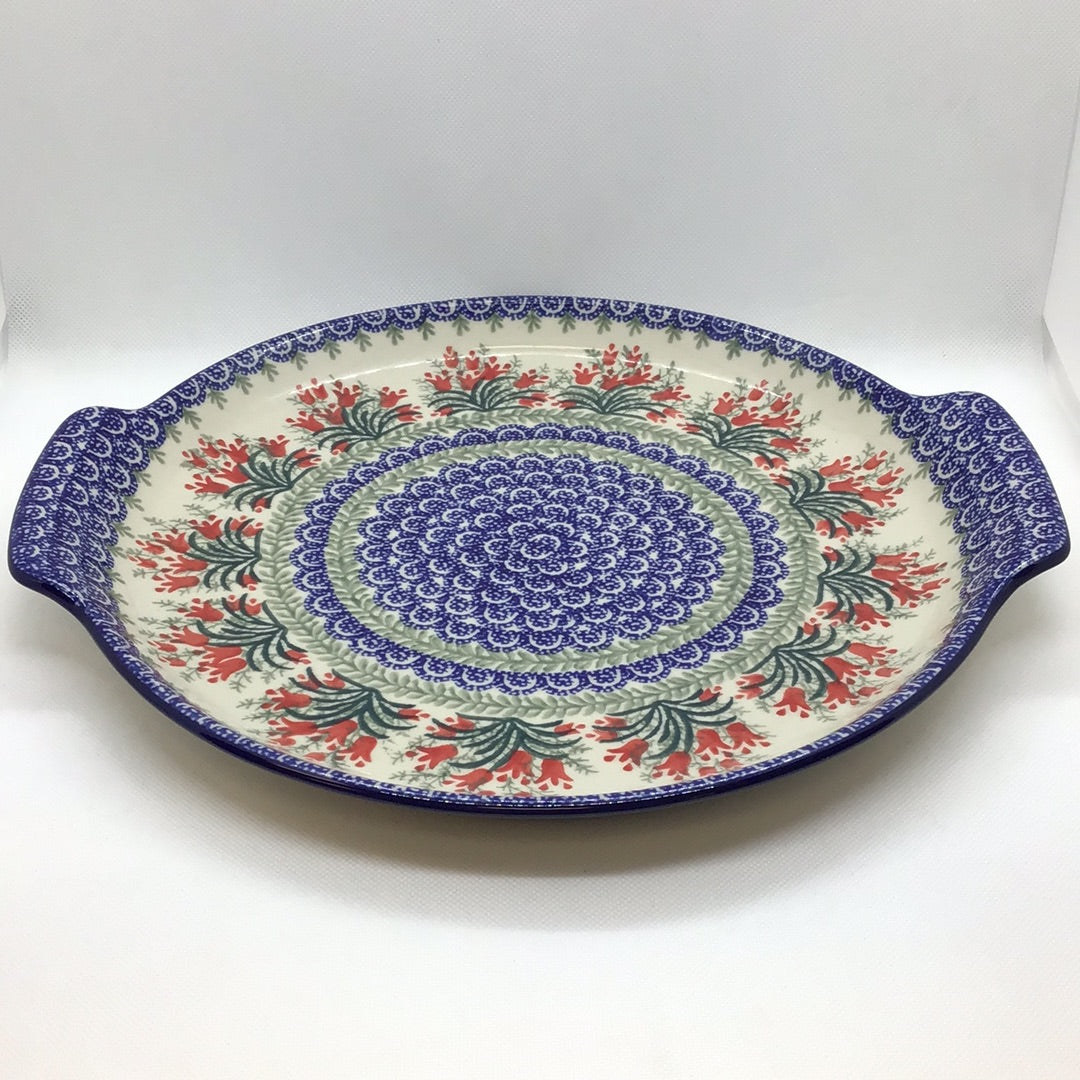 Crimson Bells Platter w/Handles