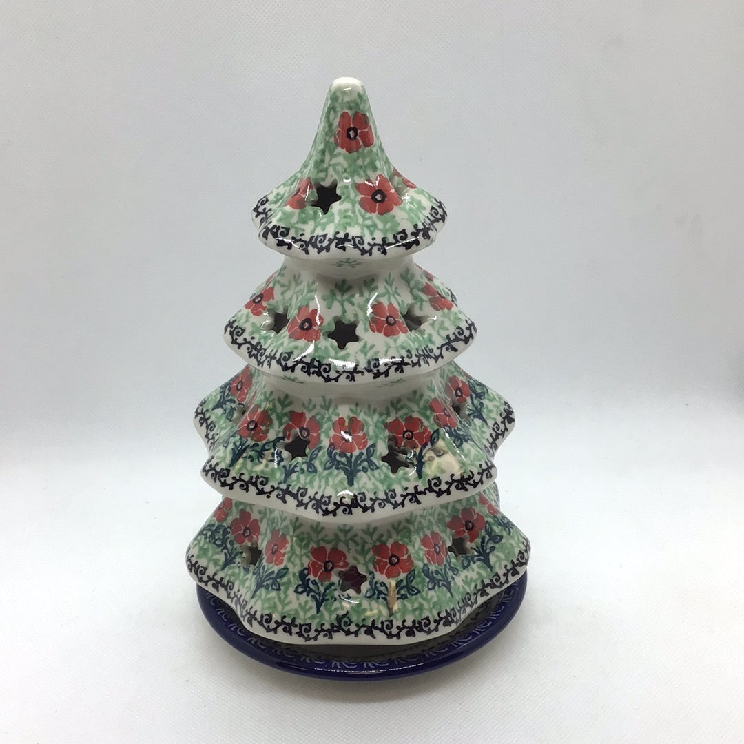 Red Daisies Christmas Tree Luminary 8"