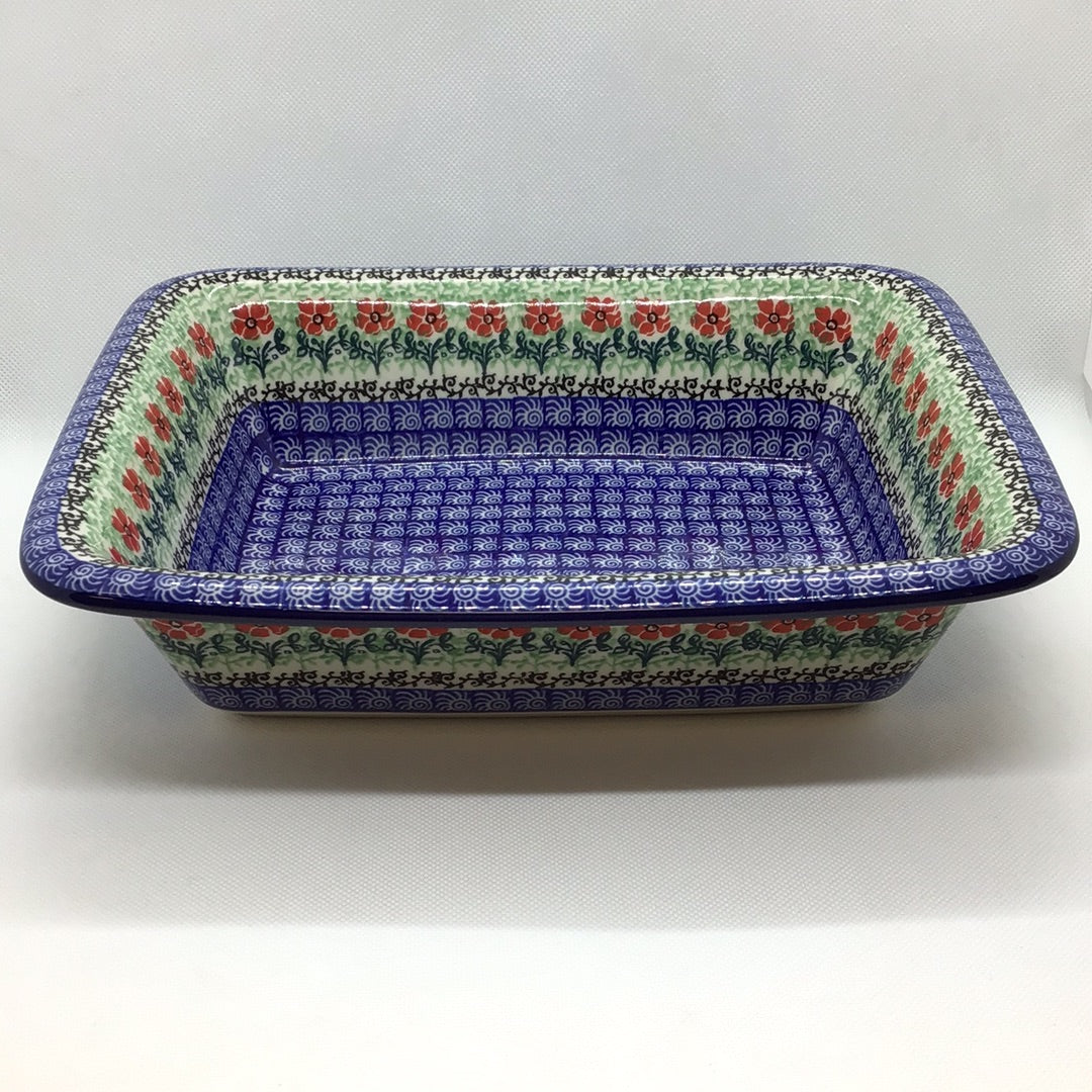 Red Daisies Rectangular Baker w/Rim 9 x 11